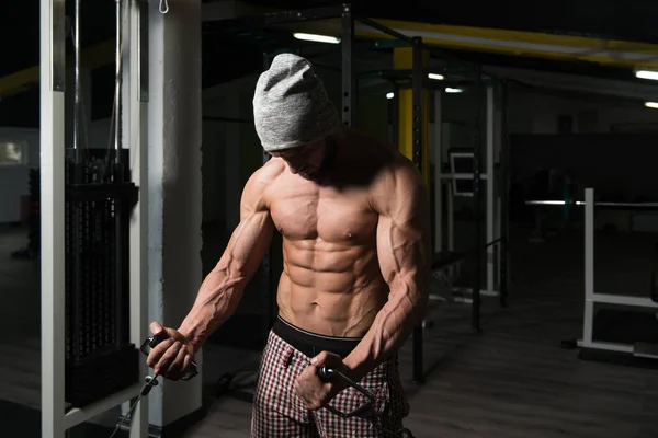 Chest Workout With Cable Crossover — Stock Photo, Image