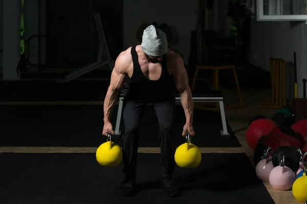 Man Exercising With Kettle-bell — Stock Photo, Image