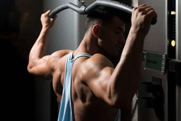 Man Doing Heavy Weight Exercise For Back — Stock Photo, Image