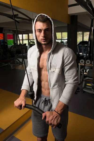 Bodybuilder Doing Heavy Weight Exercise For Triceps — Stock Photo, Image