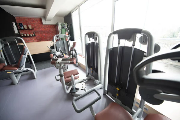 Equipment Machines Modern Gym Room Fitness Center — Stock Photo, Image