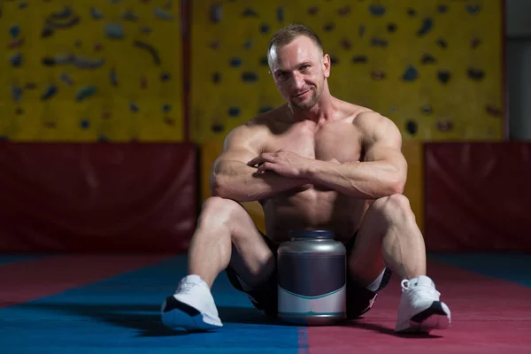 Man Posing With Supplements For Copy Space — Stock Photo, Image