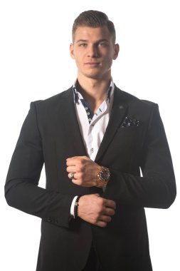 İşadamı karşı beyaz arka plan ayakta