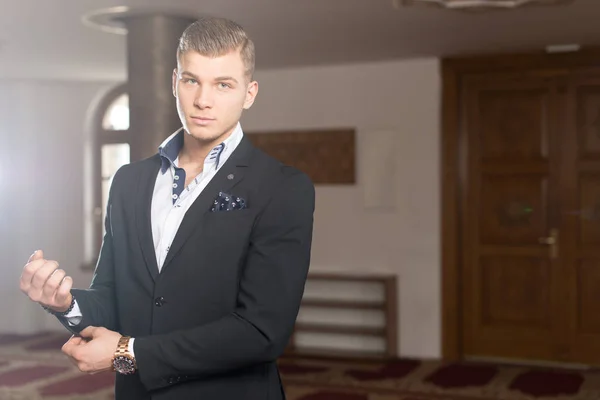 Businessman Muslim Praying in Mosque — Stock Photo, Image