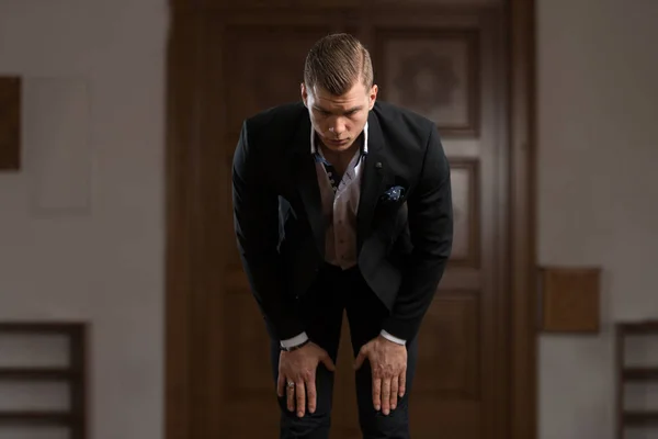 Businessman Muslim Praying in Mosque — Stock Photo, Image