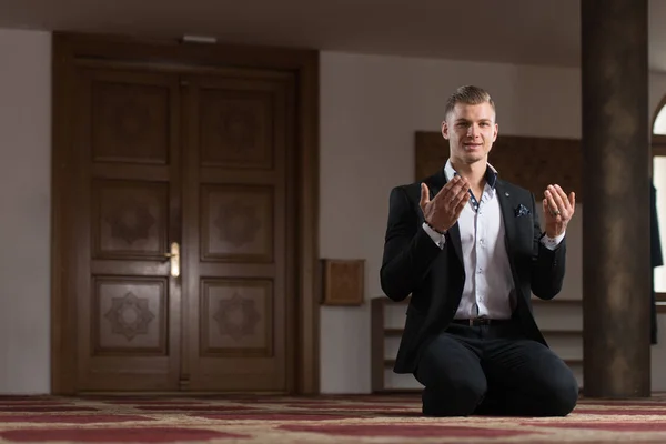 Businessman Muslim Praying in Mosque — Stock Photo, Image