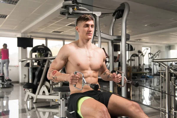 Bodybuilder Doing Heavy Weight Exercise For Back — Stock Photo, Image