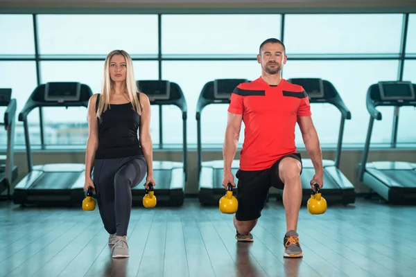 Group Of People Exercise With Kettle Bell — Stock Photo, Image