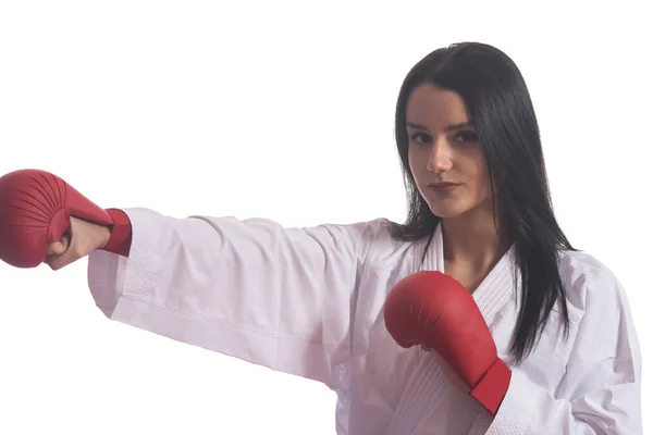 Portret Taekwondo Fighter stanowią izolowane na białym tle — Zdjęcie stockowe