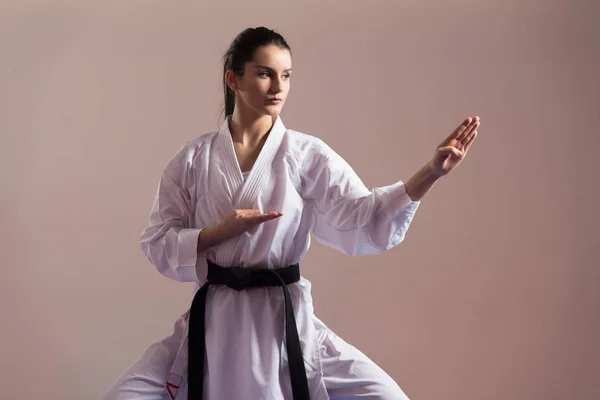 Caça Karate Branco — Fotografia de Stock