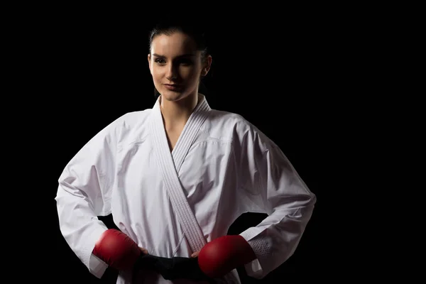 Portrait of a Woman In Kimono Black Background — Stock Photo, Image