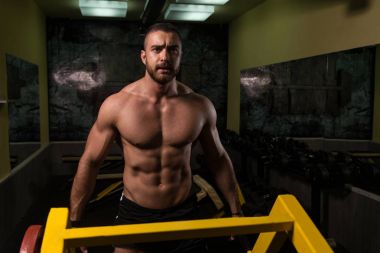 Trapezius için ağır egzersiz yaparak kas modeli