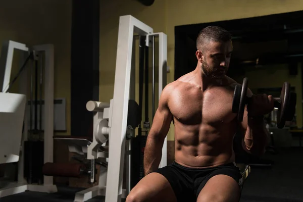 Man With Dumbbells Exercising Biceps — Stock Photo, Image