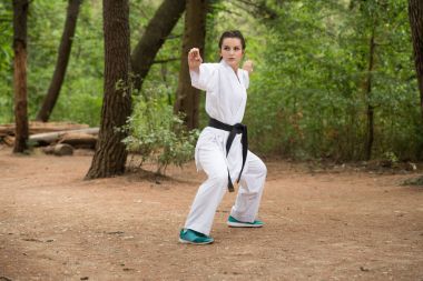 siyah kuşak karate uzmanı ile mücadele duruş