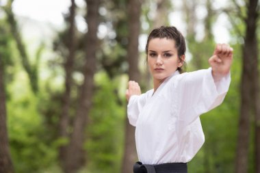 siyah kuşak karate uzmanı ile mücadele duruş