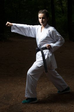 siyah kuşak karate uzmanı ile mücadele duruş