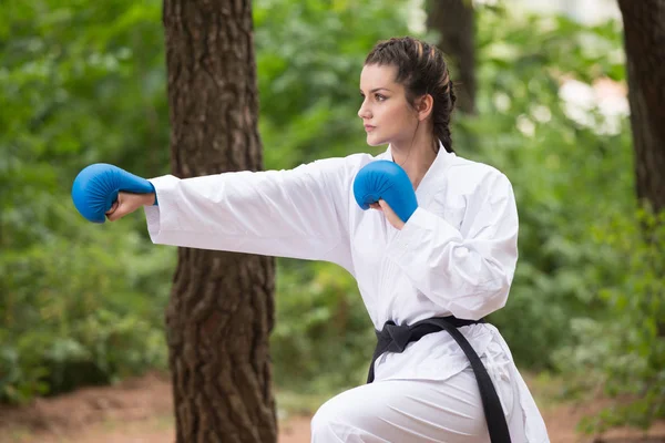 siyah kuşak karate uzmanı ile mücadele duruş