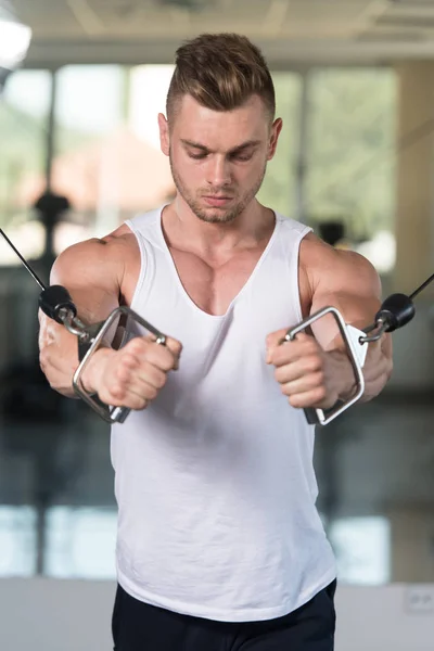 Muscular Man Exercising Chest — Stock Photo, Image