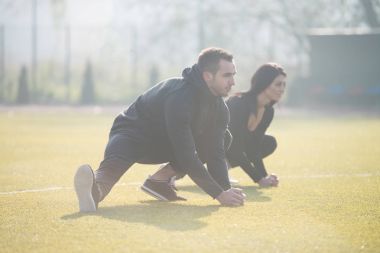 Şehir Parkı bacak germe çift Runner