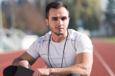 Adam eğitmen şehir Park alanındaki portresi