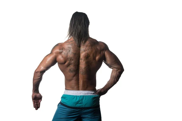 Muscular culturista hombre posando sobre fondo blanco —  Fotos de Stock
