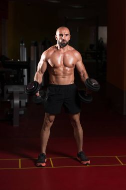 Pazı egzersiz bir spor salonunda Dumbbells ile