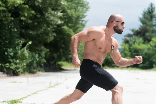 Adult Man Boxing Workout Outdoors In Park — Stock Photo, Image