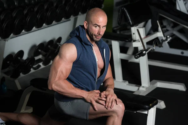 Healthy Man Stretches At The Floor — Stock Photo, Image