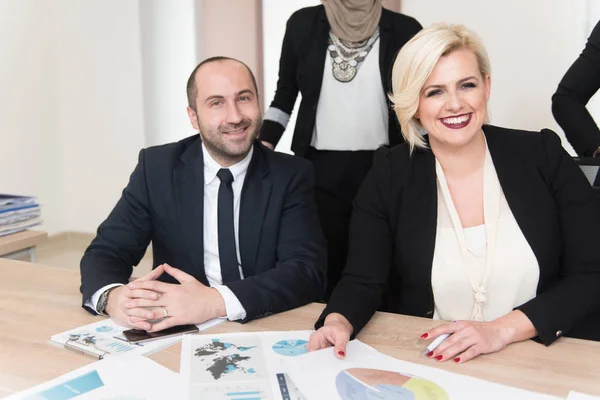 Startup Business Team Meeting Modern Bright Office Interior Brainstorming — Stock Photo, Image