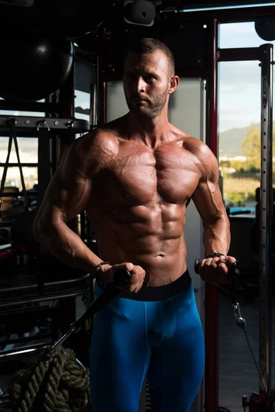 Muscular Man Exercising Chest — Stock Photo, Image