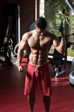 Kablosu ile Triceps için ağır egzersiz yaparak atlet