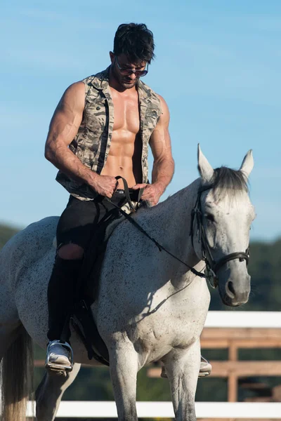 Man Riding on a Horse — Stock Photo, Image