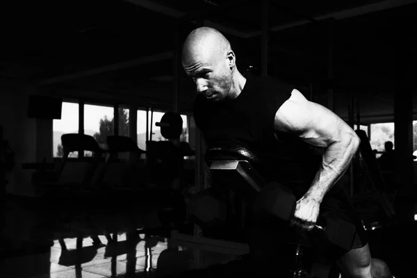 Muscular Man Doing Heavy Weight Exercise For Back — Stock Photo, Image