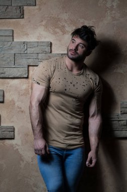 Bir tuğla duvara kasların esneme modeli