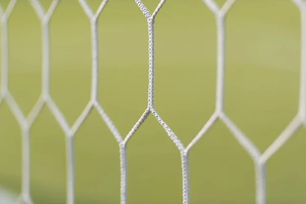 Primo piano della rete di obiettivi del calcio bianco — Foto Stock