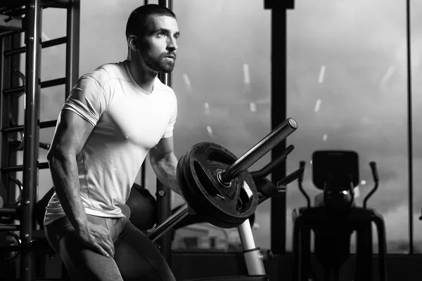 Exercício de volta com Barbell — Fotografia de Stock