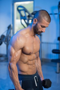 pazı dumbbells ile egzersiz vücut geliştirmeci