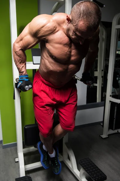 Poitrine et triceps exercice sur barres parallèles — Photo