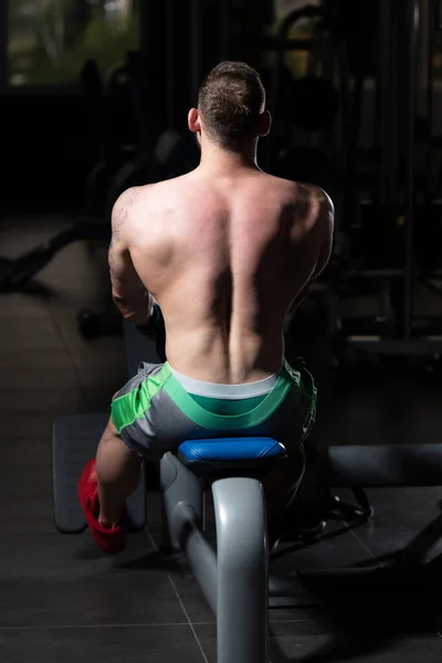 Muscular Man Doing Heavy Weight Exercise For Back — Stock Photo, Image