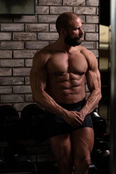 Mann Trainiert Fitnessstudio Fitness Breaking Entspannen Halten Gesunder Lebensstil Bodybuilding — Stockfoto