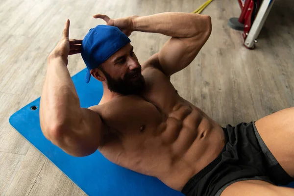 Cvičení Abs Břišní Svaly Fitness Klubu — Stock fotografie