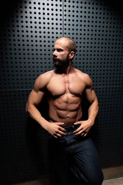 Portrait Young Physically Fit Man Showing His Well Trained Body — Stock Photo, Image