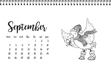 Takvim 2017 ay Eylül için. 