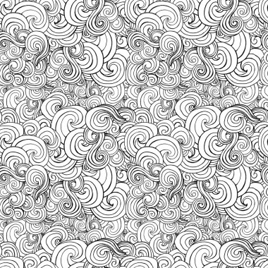 siyah ve beyaz bukleler ve dalgalar stilize 