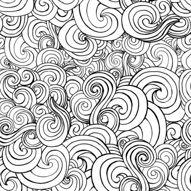 siyah ve beyaz bukleler ve dalgalar stilize 