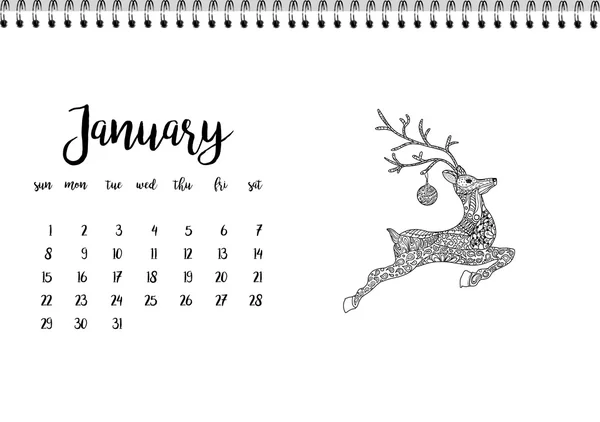 Calendario 2017 per il mese gennaio . — Vettoriale Stock