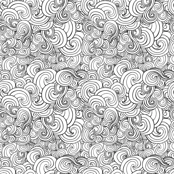Чорно-білі стилізовані завитки і хвилі — стоковий вектор
