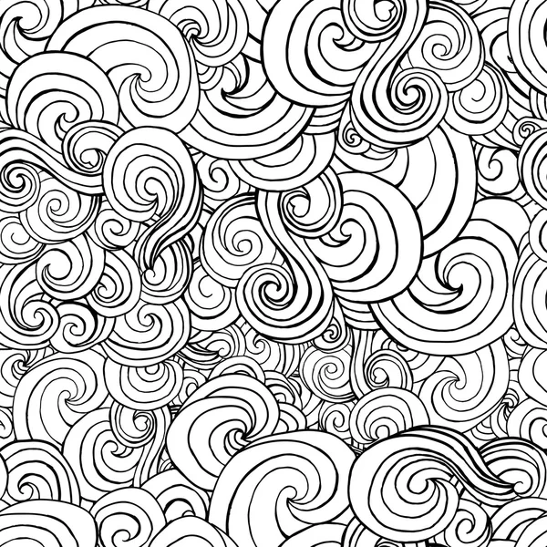 Boucles et vagues stylisées en noir et blanc — Image vectorielle