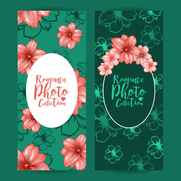 Diseño de folleto con flores decorativas de color rosa — Vector de stock
