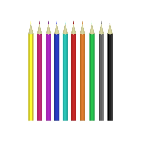 White table and colorful pencils — Stok Vektör